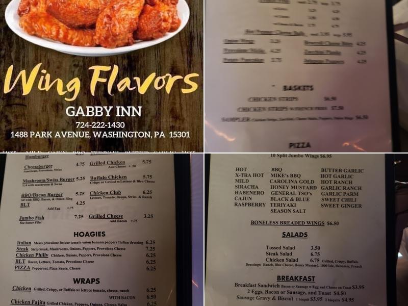 Gabby Inn Menu