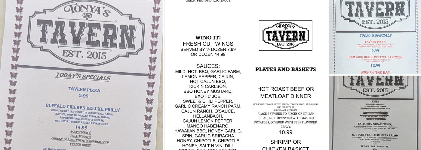 Tonya's Tavern Menu