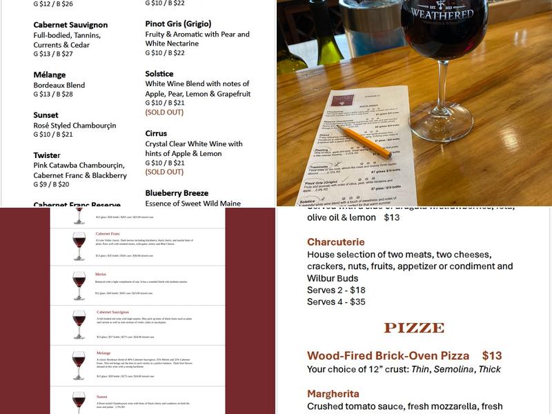Weathered Vineyards Ephrata Menu