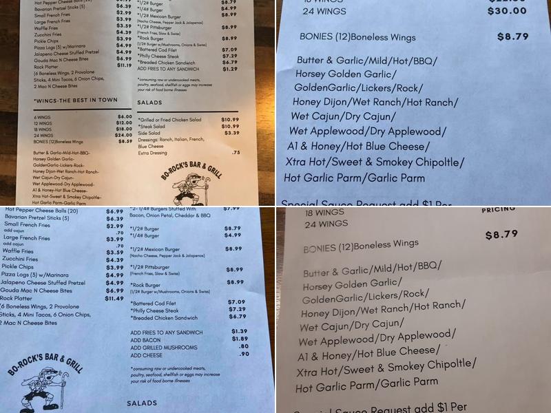 Borocks Inc Menu