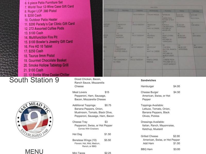 South Station 9 Menu