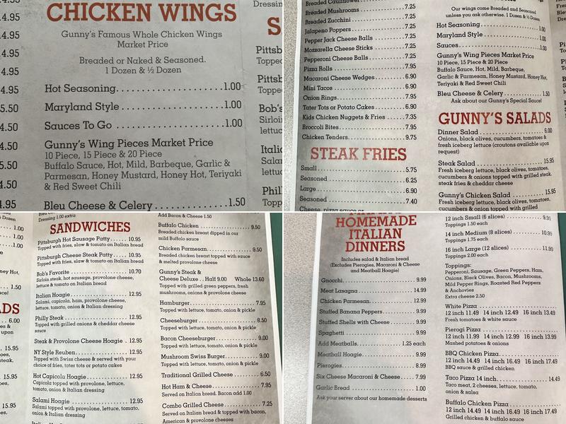 Gunny's Restaurant and Lounge Menu