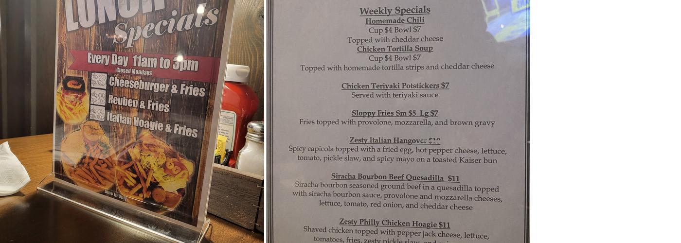 Saxon Inn Menu