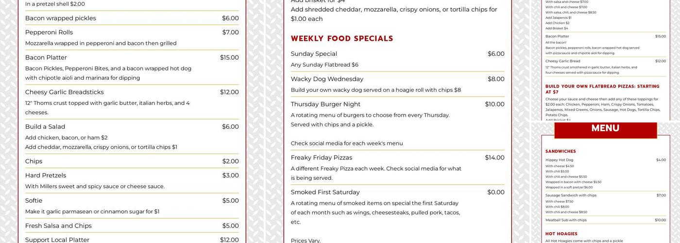 Moo-Duck Brewery Menu