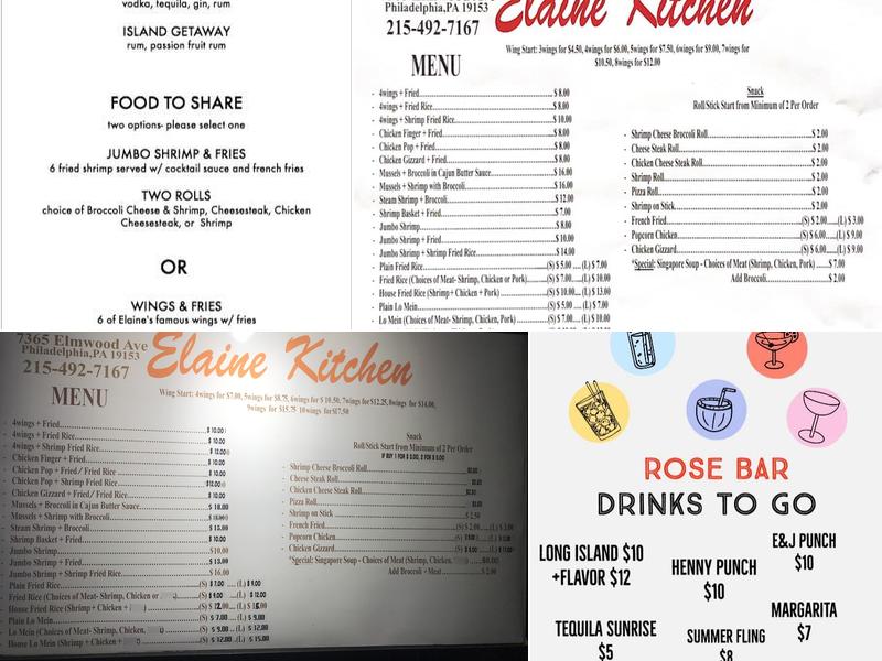 Rose's Tavern Menu