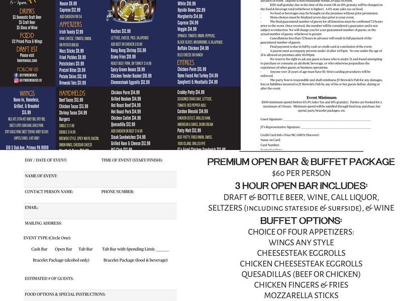 JT Brewski's Pub Menu