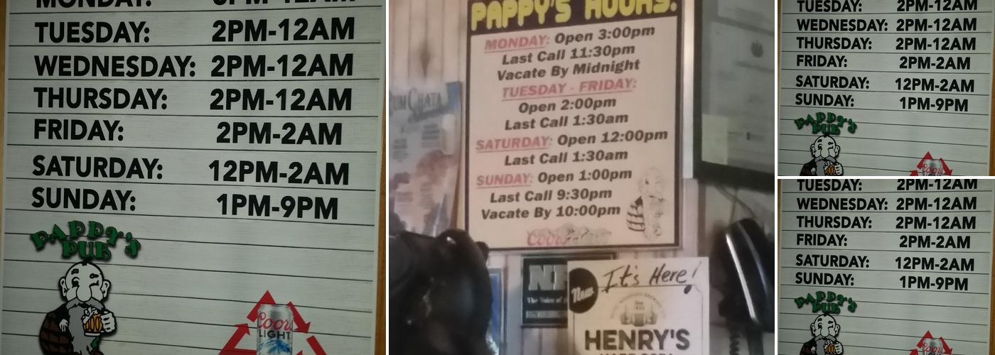 Pappy's Pub Menu