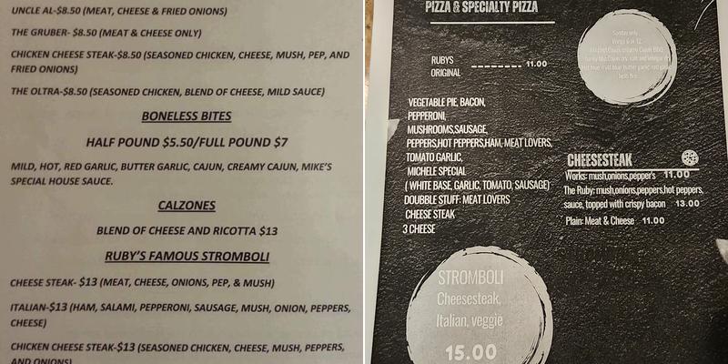 Ruby's Inn Menu