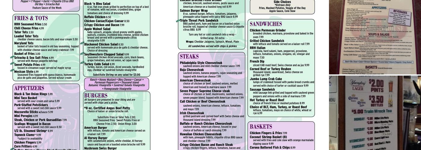 The Railroad House Menu