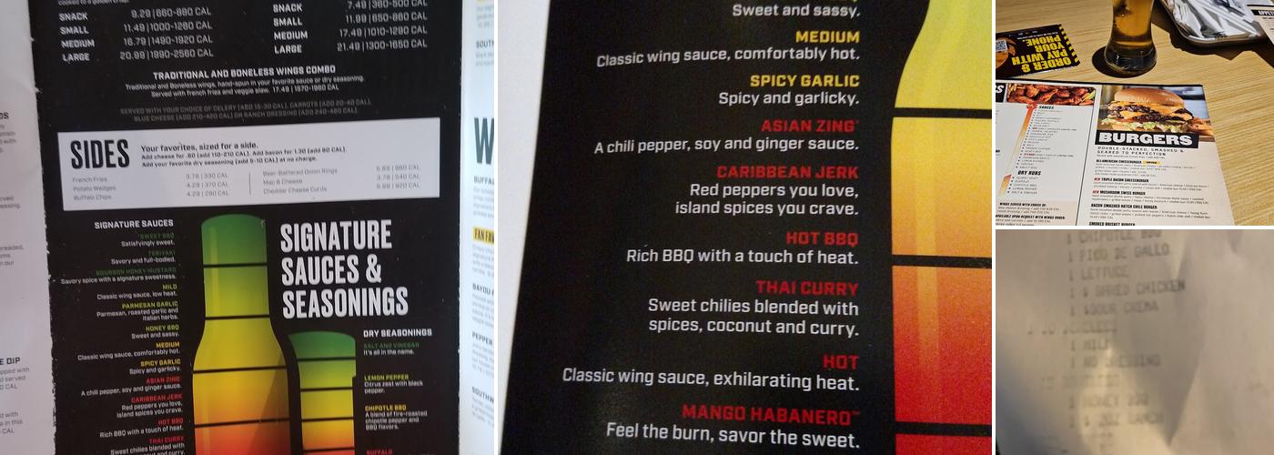 Buffalo Wild Wings Menu