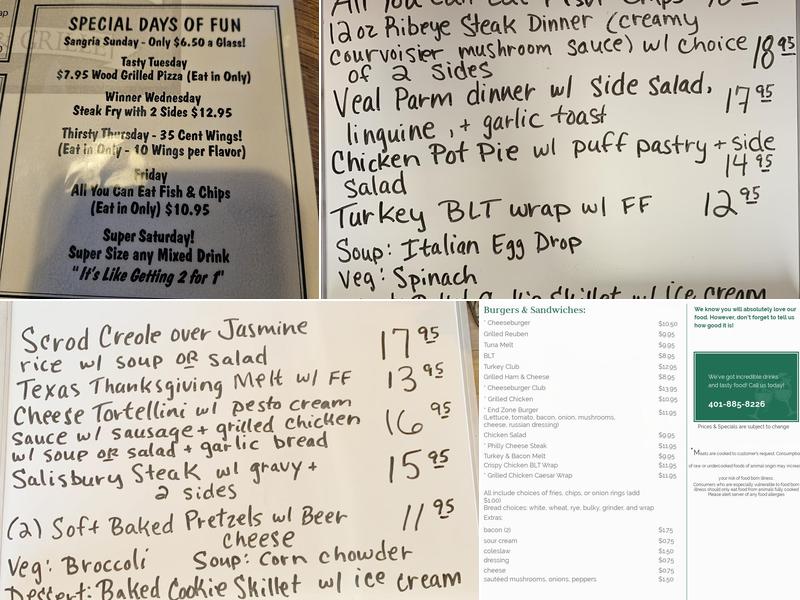 End Zone Pub & Grille Menu