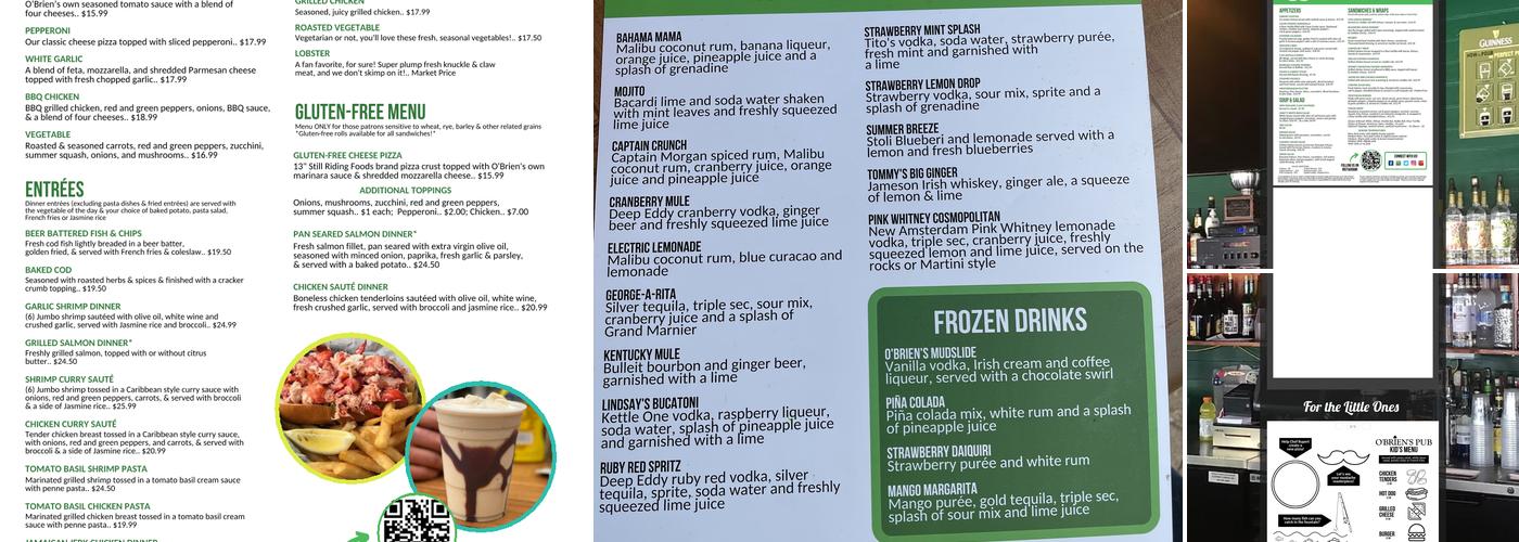 O'Brien's Pub Menu
