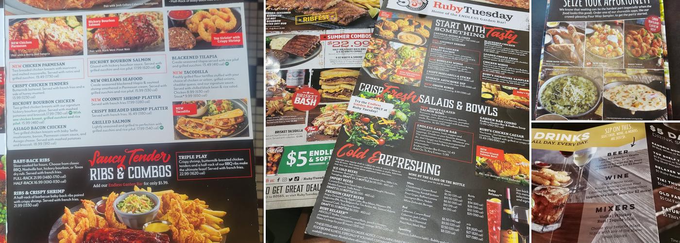 Ruby Tuesday Menu