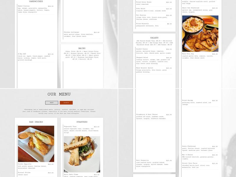 Caleb & Broad Menu