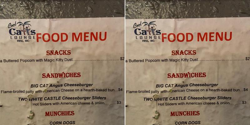 Cool Cats Lounge Menu