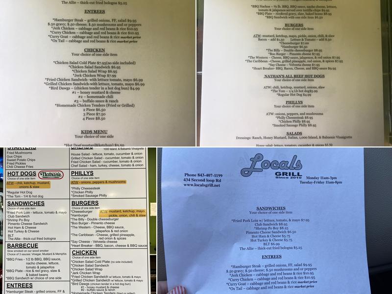 Locals Grill Menu