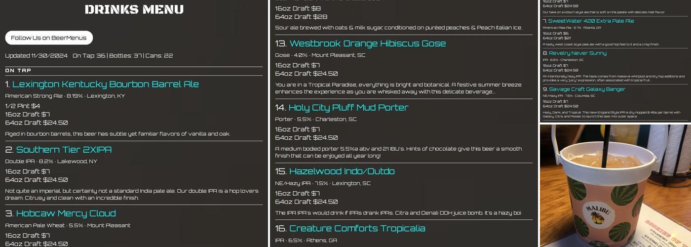 Grumpy's Sports Pub Menu