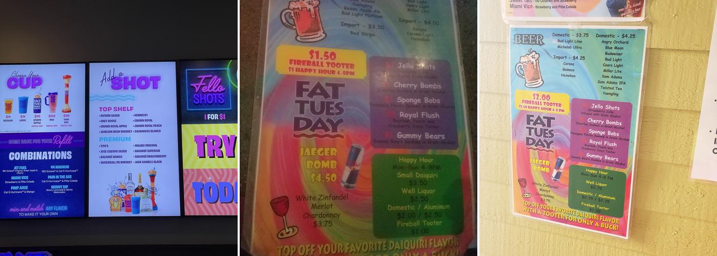 Fat Tuesday Myrtle Beach Menu