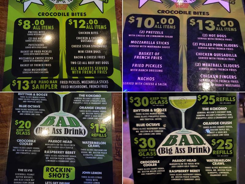 Crocodile Rocks Menu
