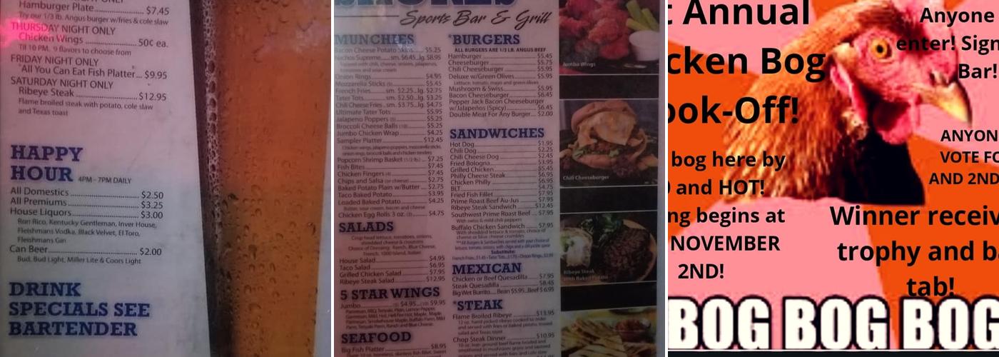 Scores Sports Bar Menu