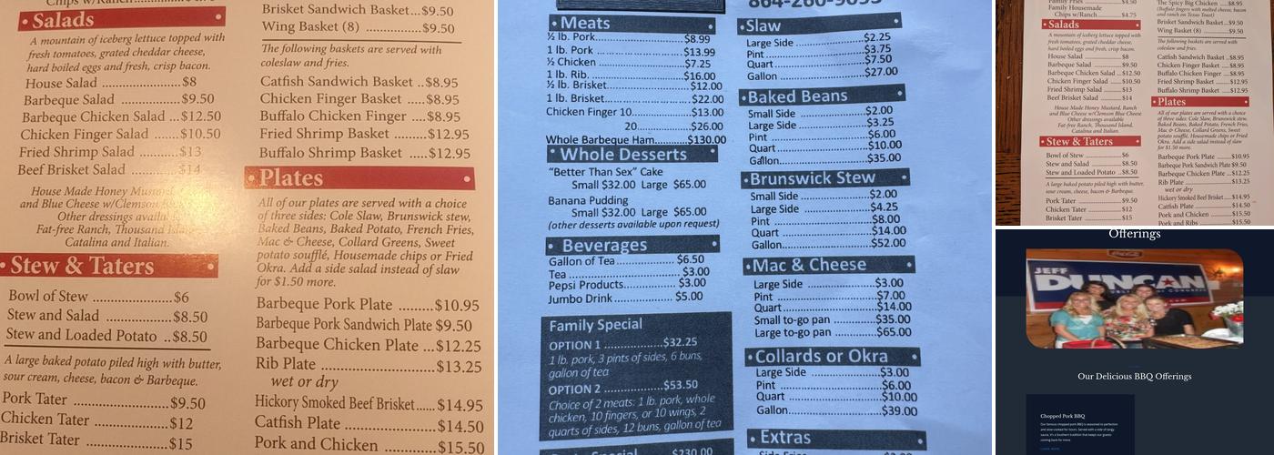 Creekside Bar-be-que Menu