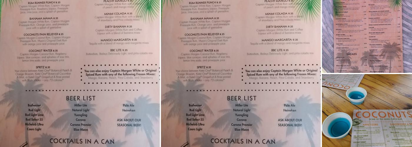 Coconuts Tiki Bar Menu