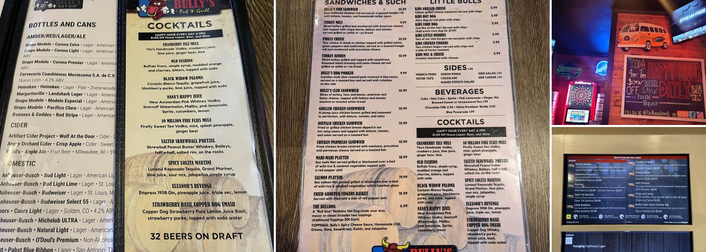 Bully's Pub & Grill Menu