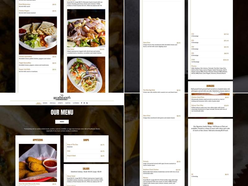 Hemingway's Menu