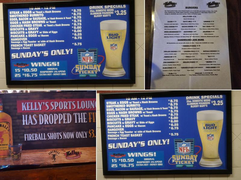 Kellys Sports Lounge Menu