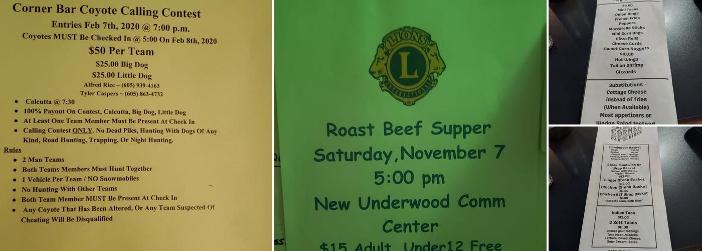 Corner Bar & Diner Menu