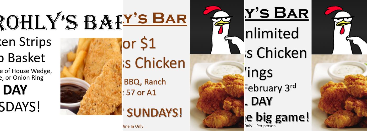 Rohly's Bar Menu