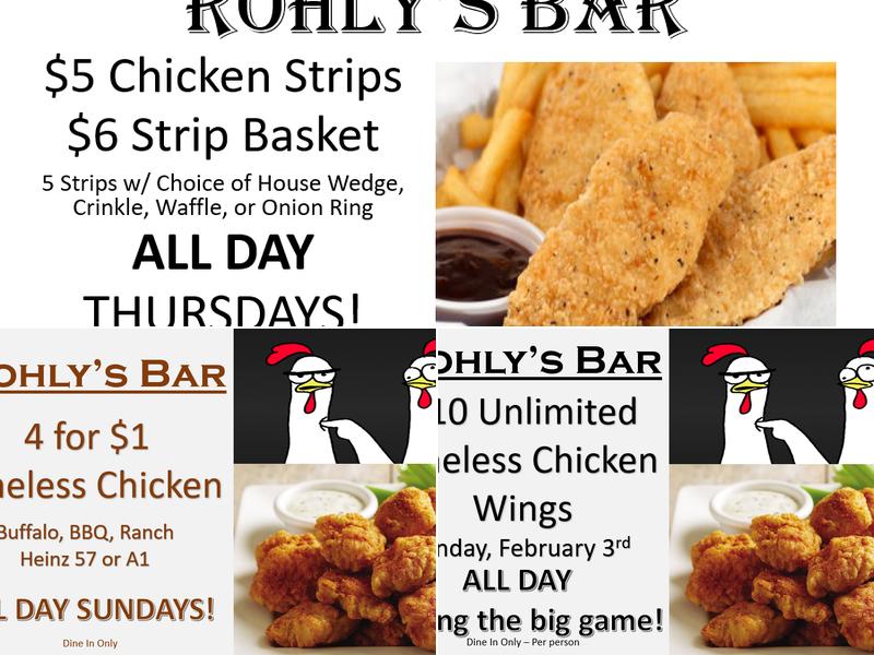 Rohly's Bar Menu
