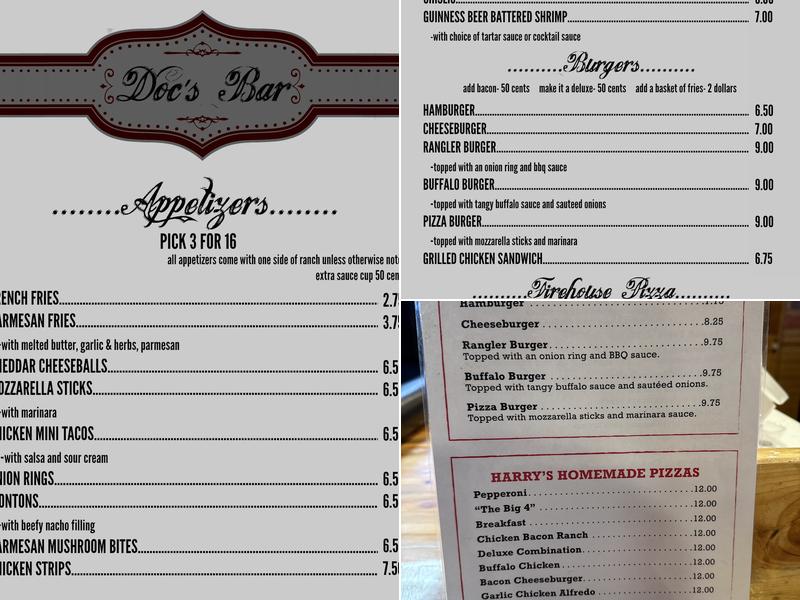 Doc's Bar Menu