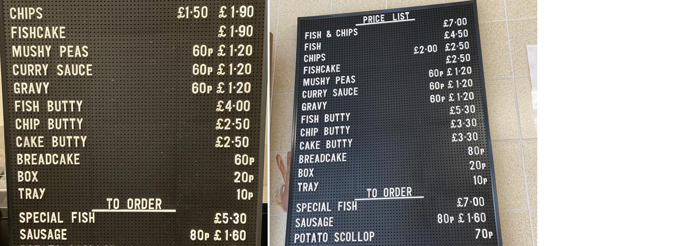 North Parade Fisheries Menu