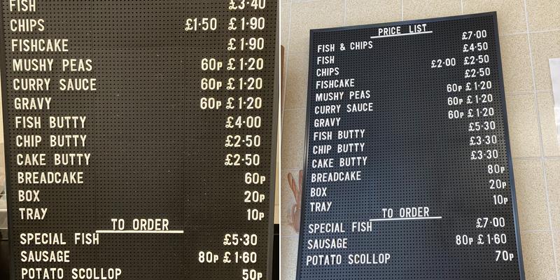 North Parade Fisheries Menu