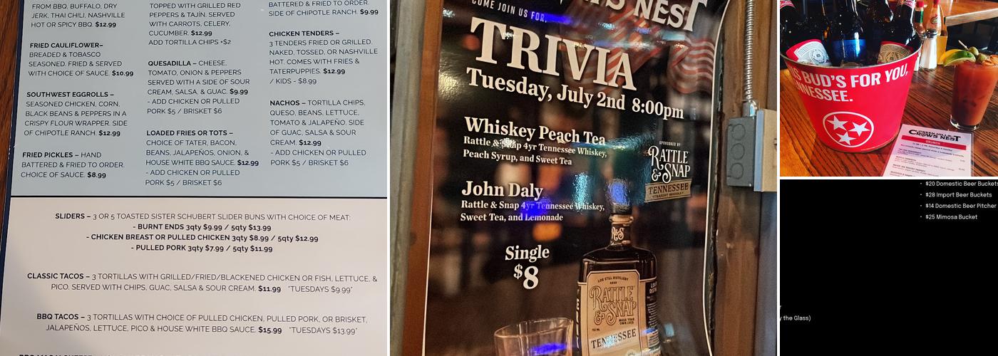 Crow's Nest Restaurant Menu