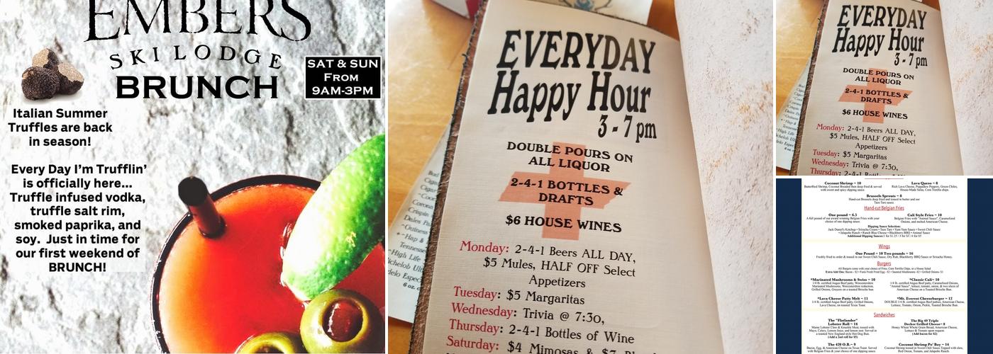 Embers Ski Lodge Menu