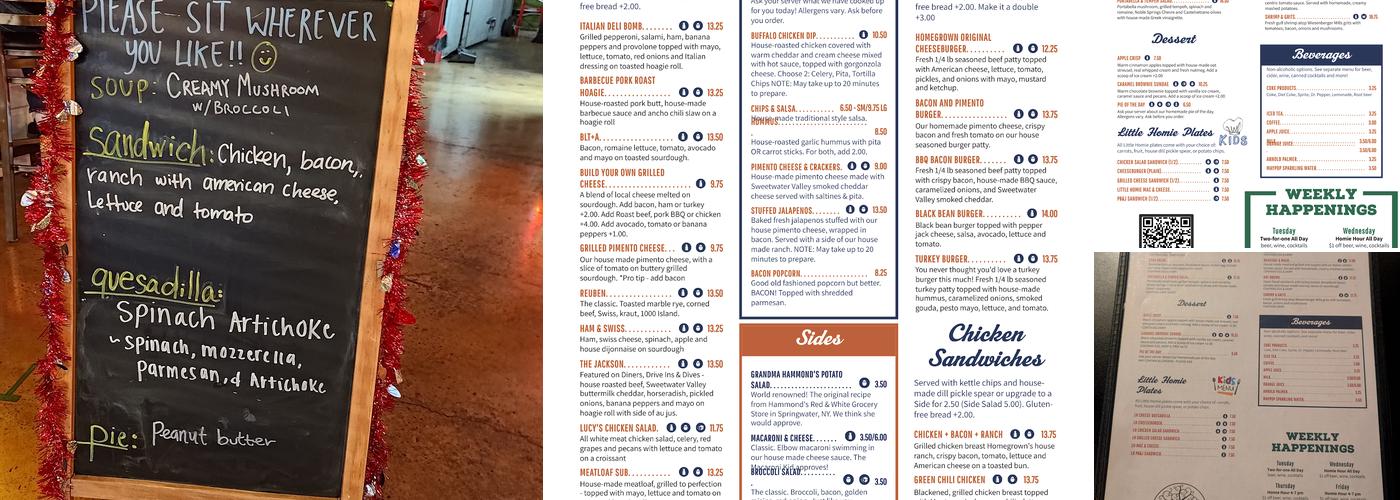 Homegrown Taproom & Kitchen Menu