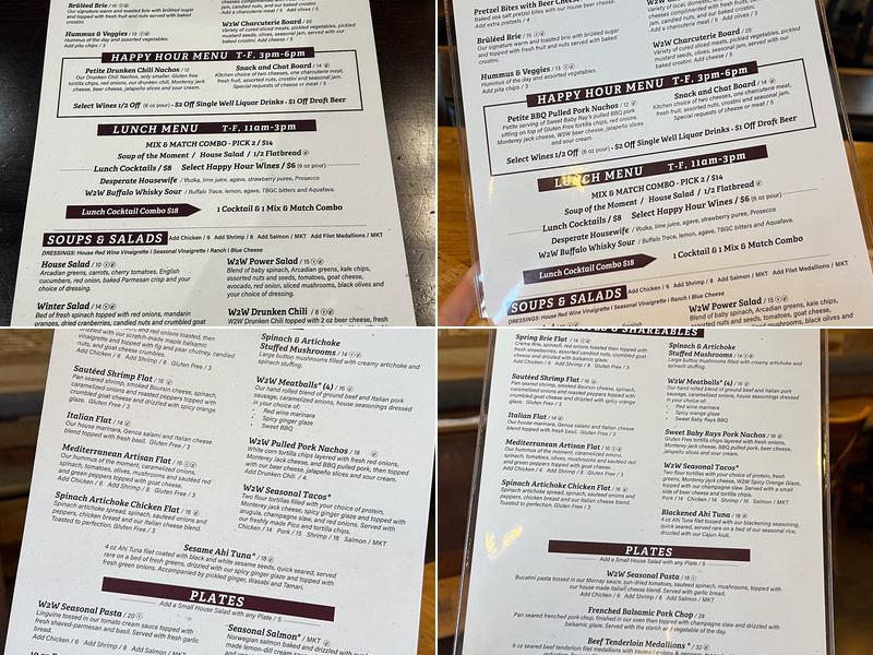 Water into Wine, Bistro & Lounge Menu