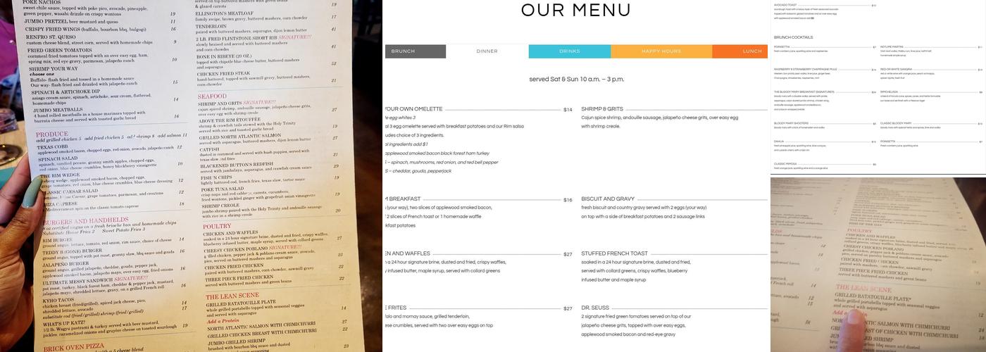 THE RIM scratch craft eats Menu