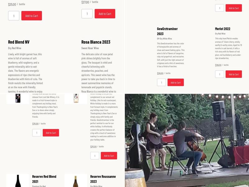 Lost Oak Winery Menu