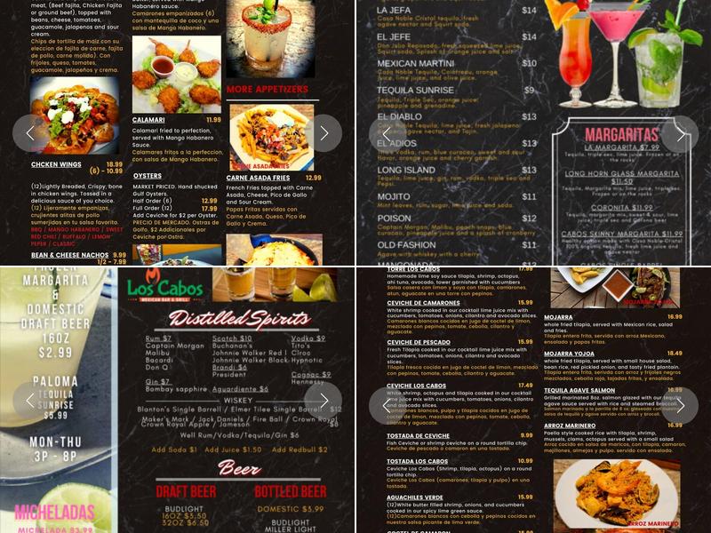 Los Cabos Seafood Bar and Mexican Grill Menu