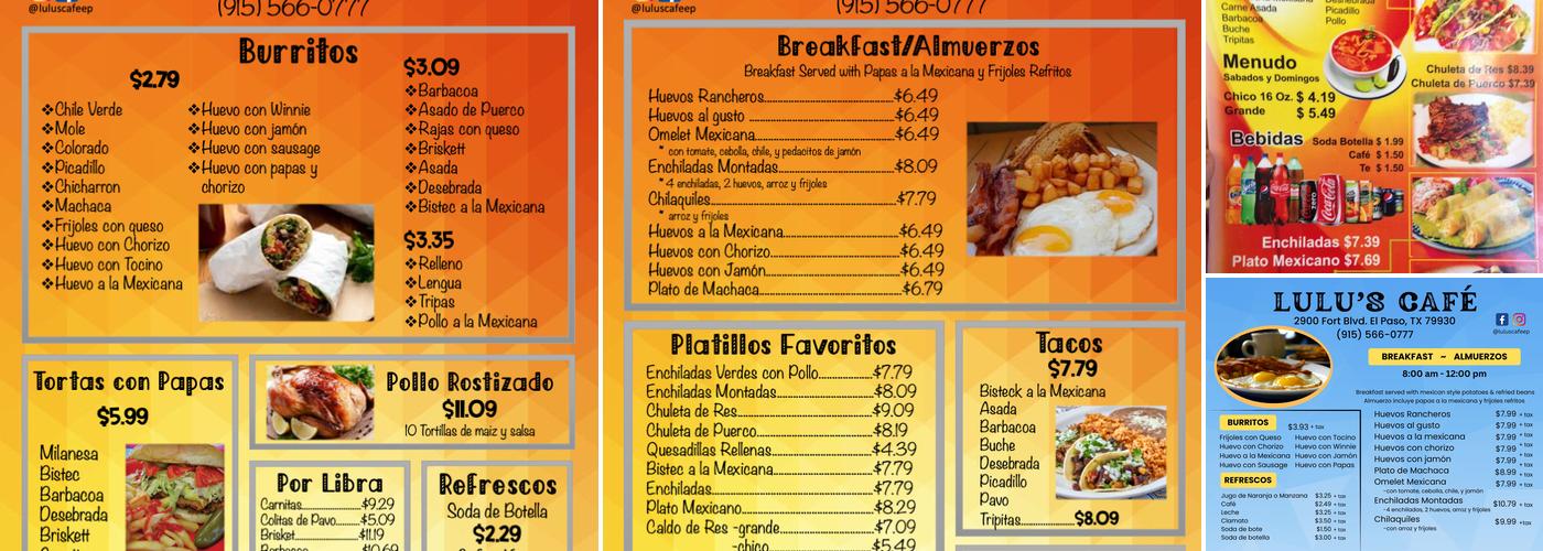 lulus bar Menu