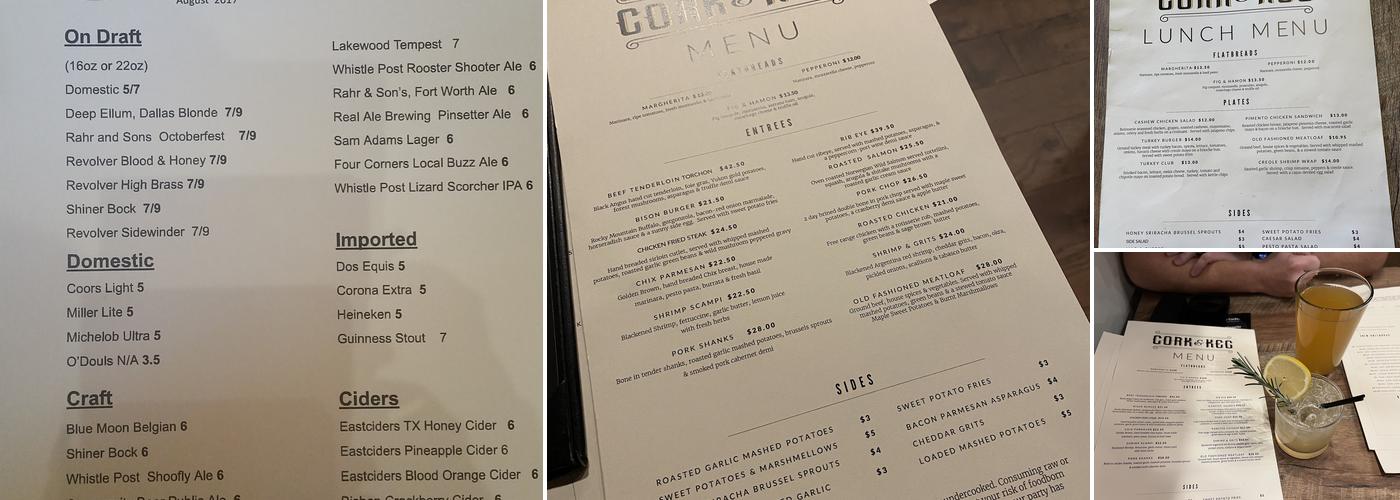 Cork & Keg Menu