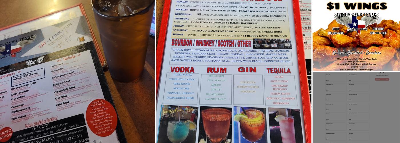 Wings Over Texas Bar & Grill Menu