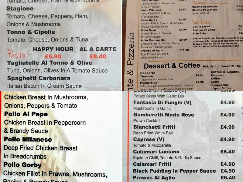 Aperitif restaurant Menu