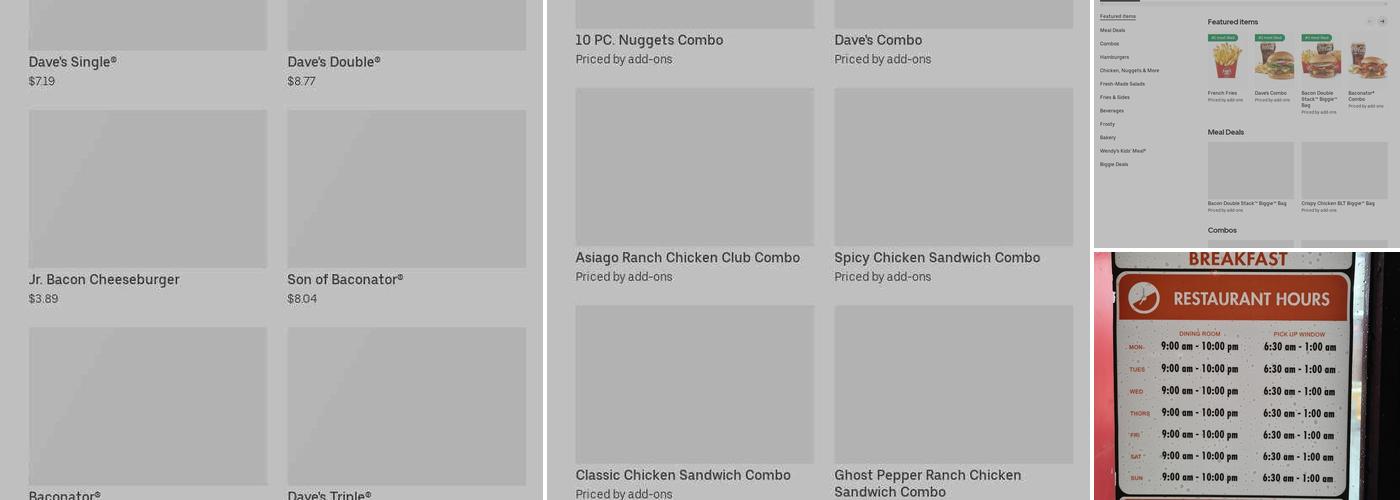 Wendy's Menu