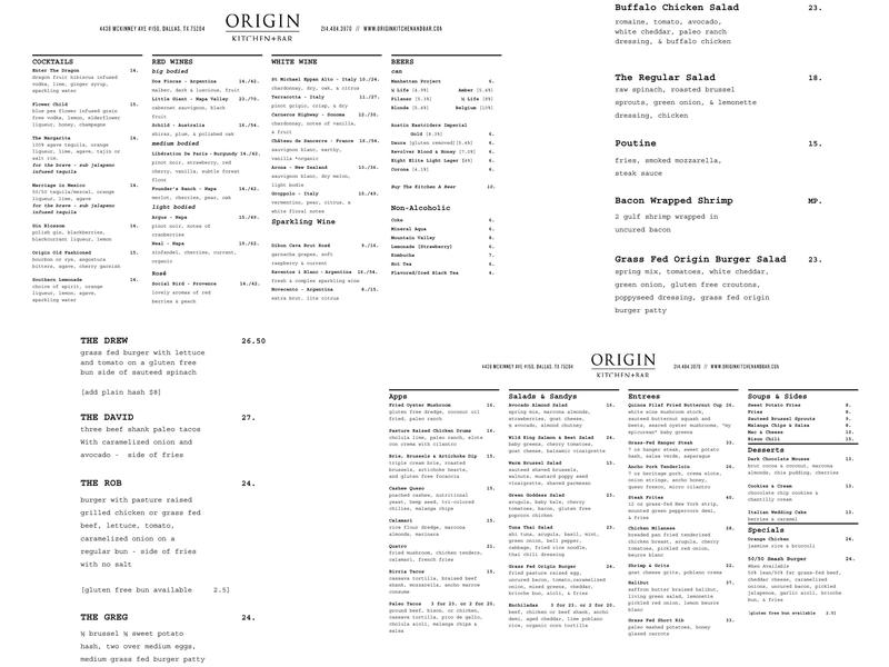 Origin Menu