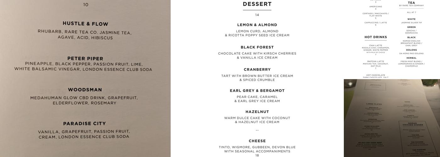 NoMad London Menu