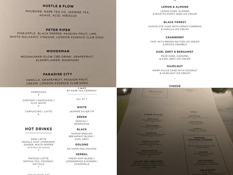 NoMad London Menu